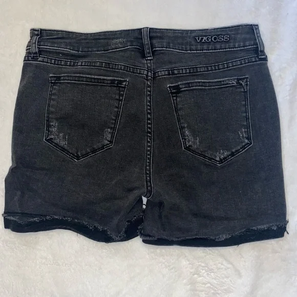 Stretchy slightly distressed black jean shorts! - Picture 3 of 11